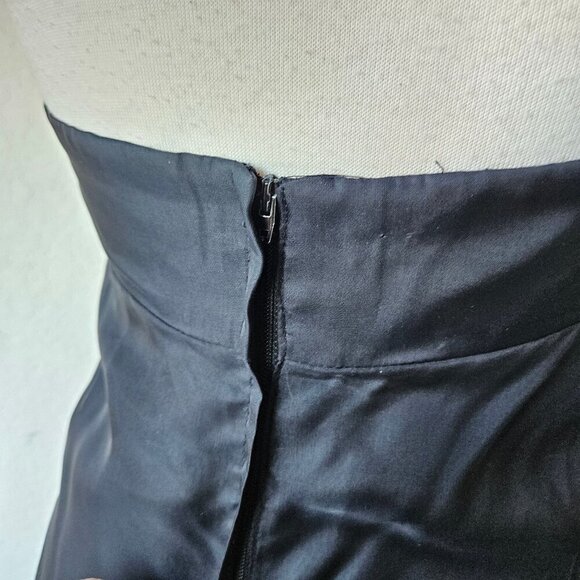 Vintage 70s Black Keyhole Cross Halter Lettuce Ruffle Hem Slit Maxi Dress Gown M - Picture 8 of 9